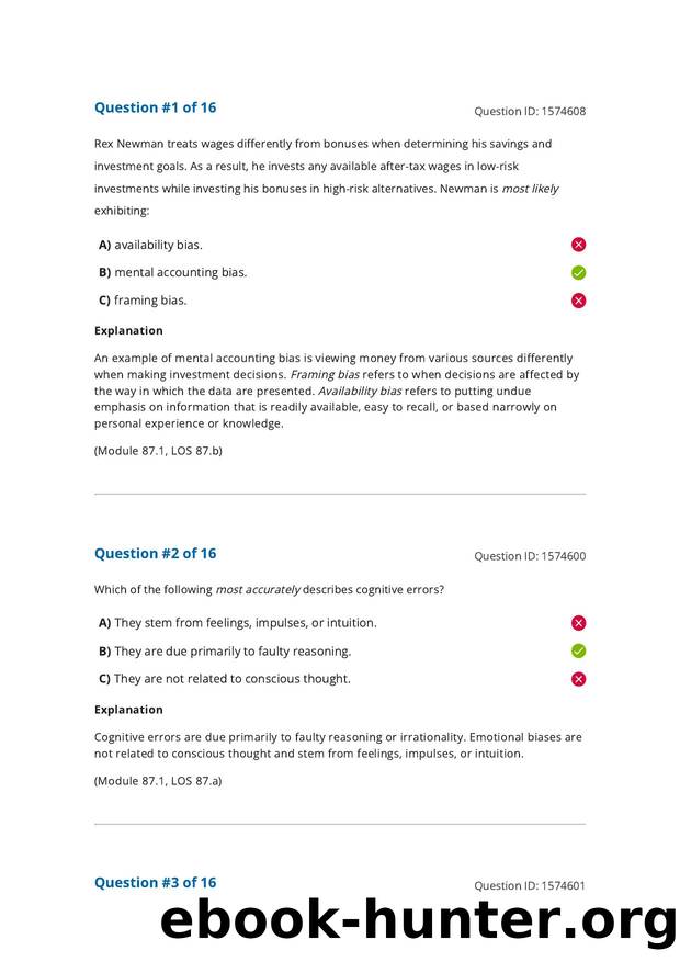 Reading 87 The Behavioral Biases of Individuals by Answers