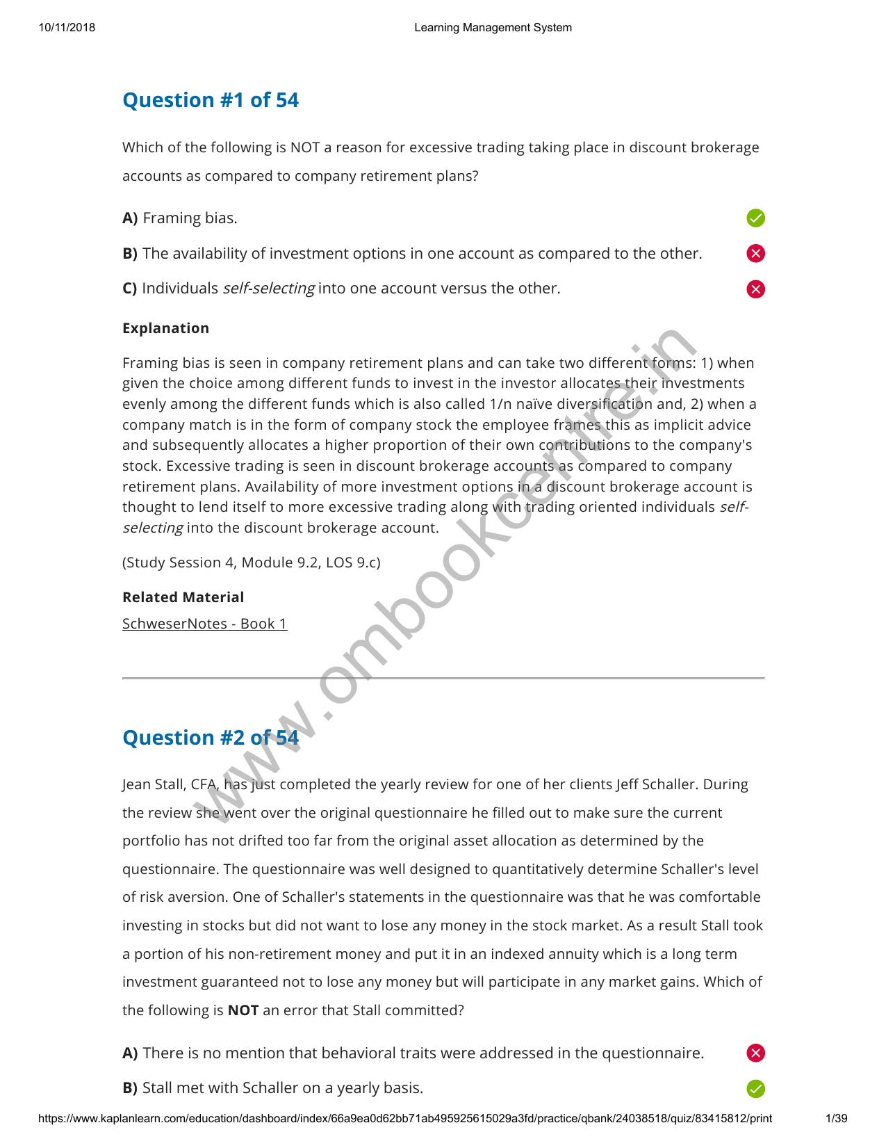 Reading 9 Behavioral Finance and Investment Processes Answers by Unknown