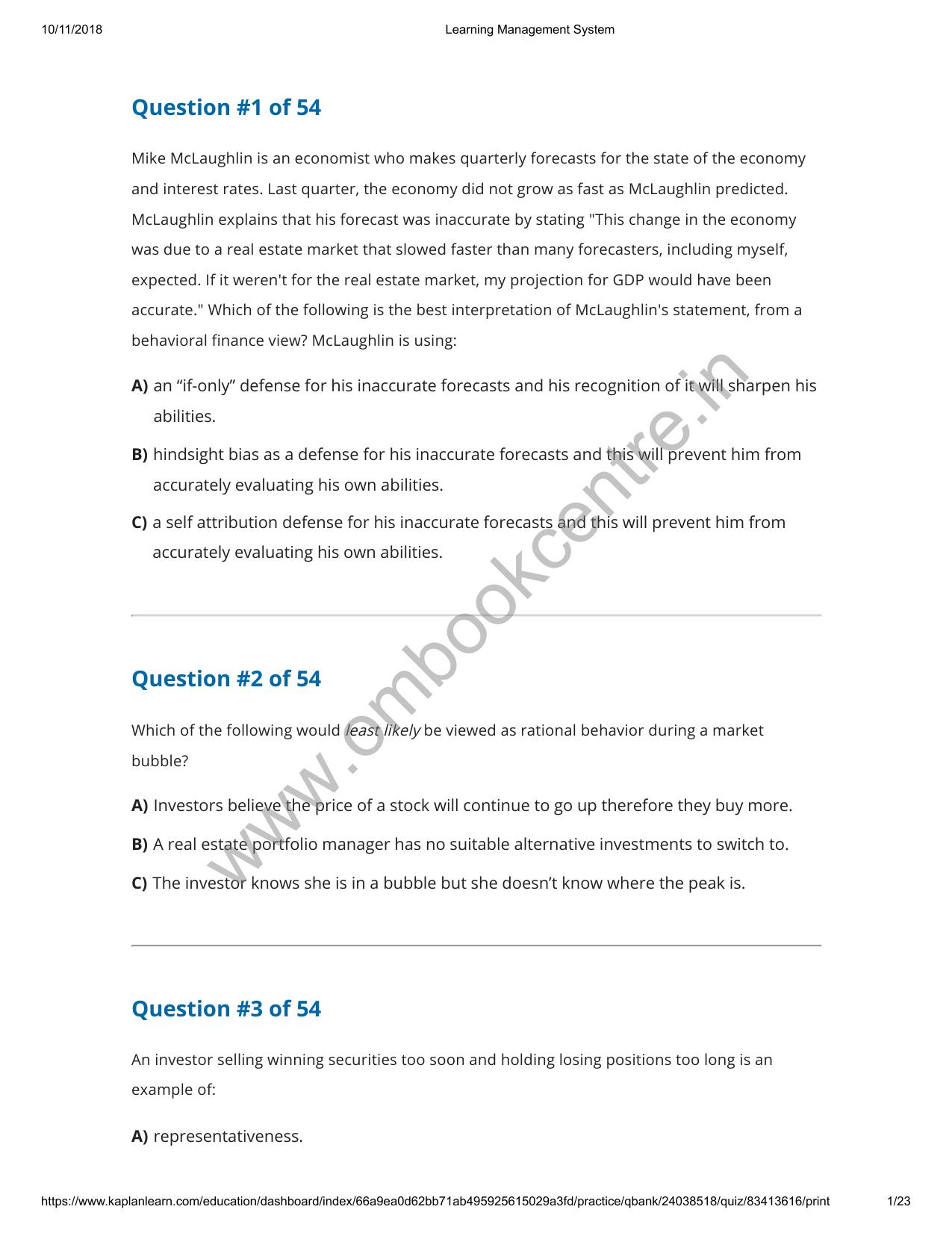 Reading 9 Behavioral Finance and Investment Processes Questions by Unknown
