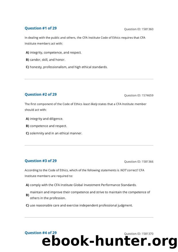 Reading 90 Code of Ethics and Standards of Professional Conduct by Unknown