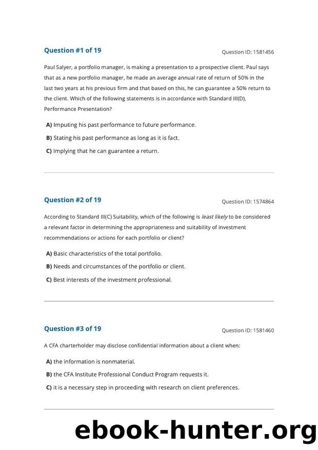 Reading 91.5 Guidance for Standards III(C), III(D), and III(E) by Unknown
