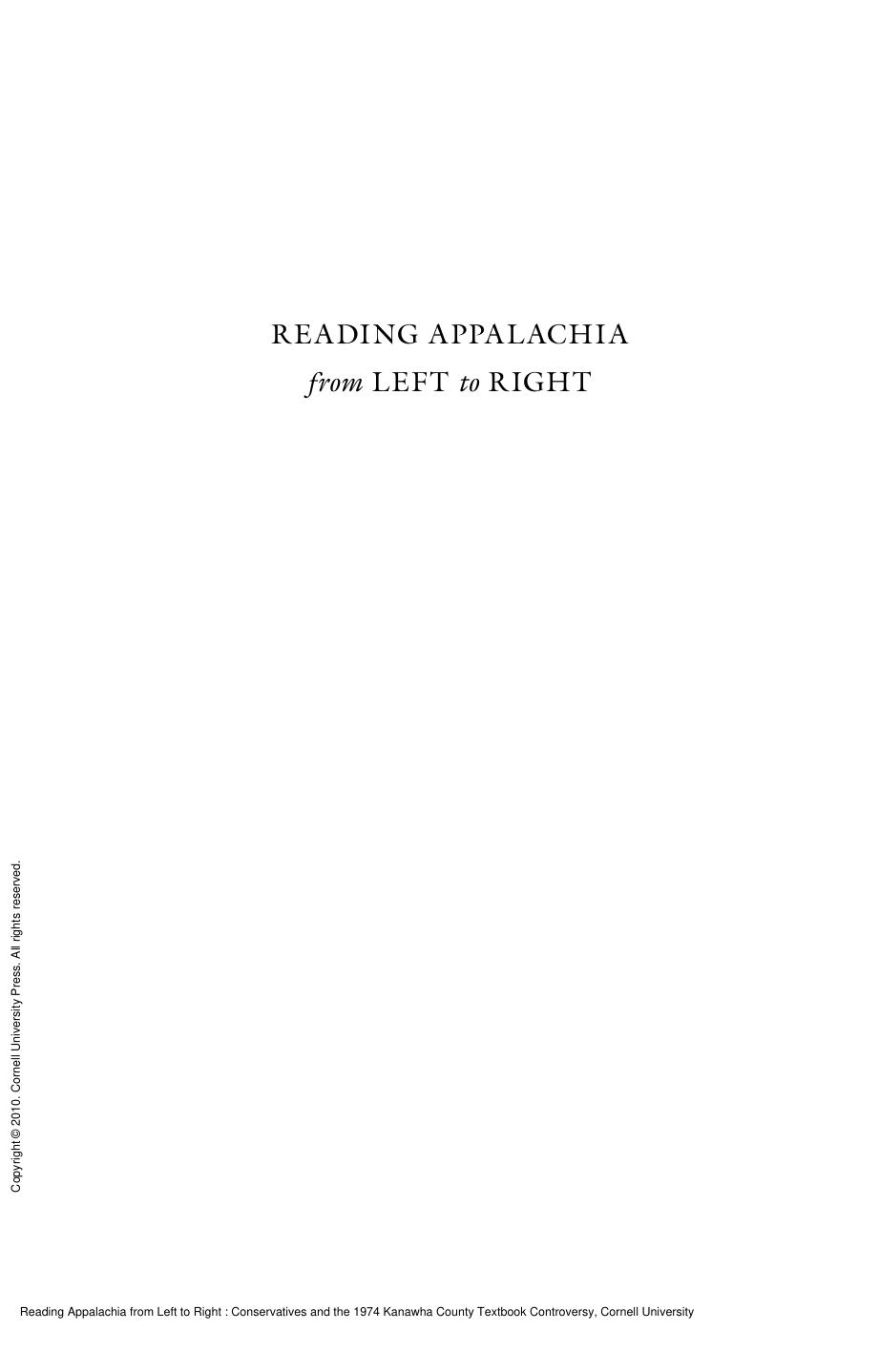 Reading Appalachia from Left to Right : Conservatives and the 1974 Kanawha County Textbook Controversy by Carol Mason