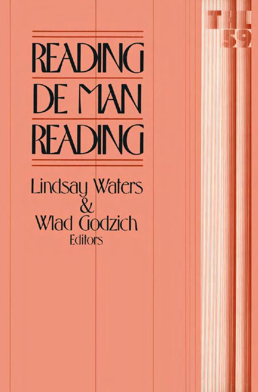 Reading De Man reading by Godzich Wlad;Waters Lindsay