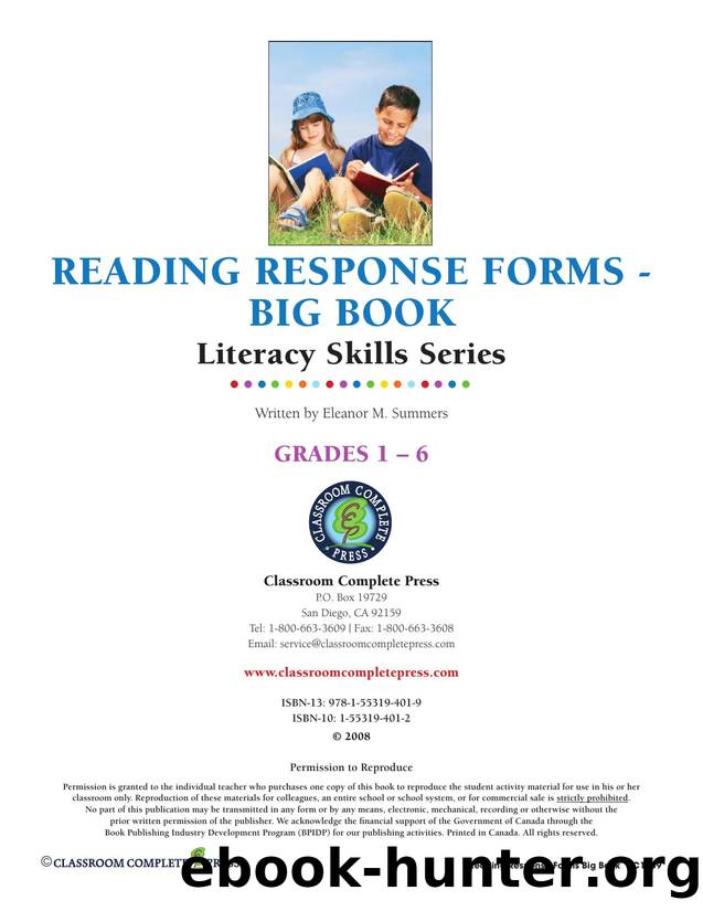 Reading Response Forms Big Book - Grades 1-6 by Eleanor Summers