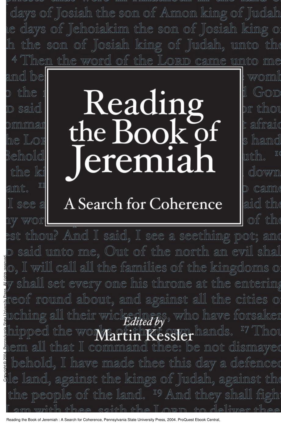 Reading the Book of Jeremiah : A Search for Coherence by Martin Kessler