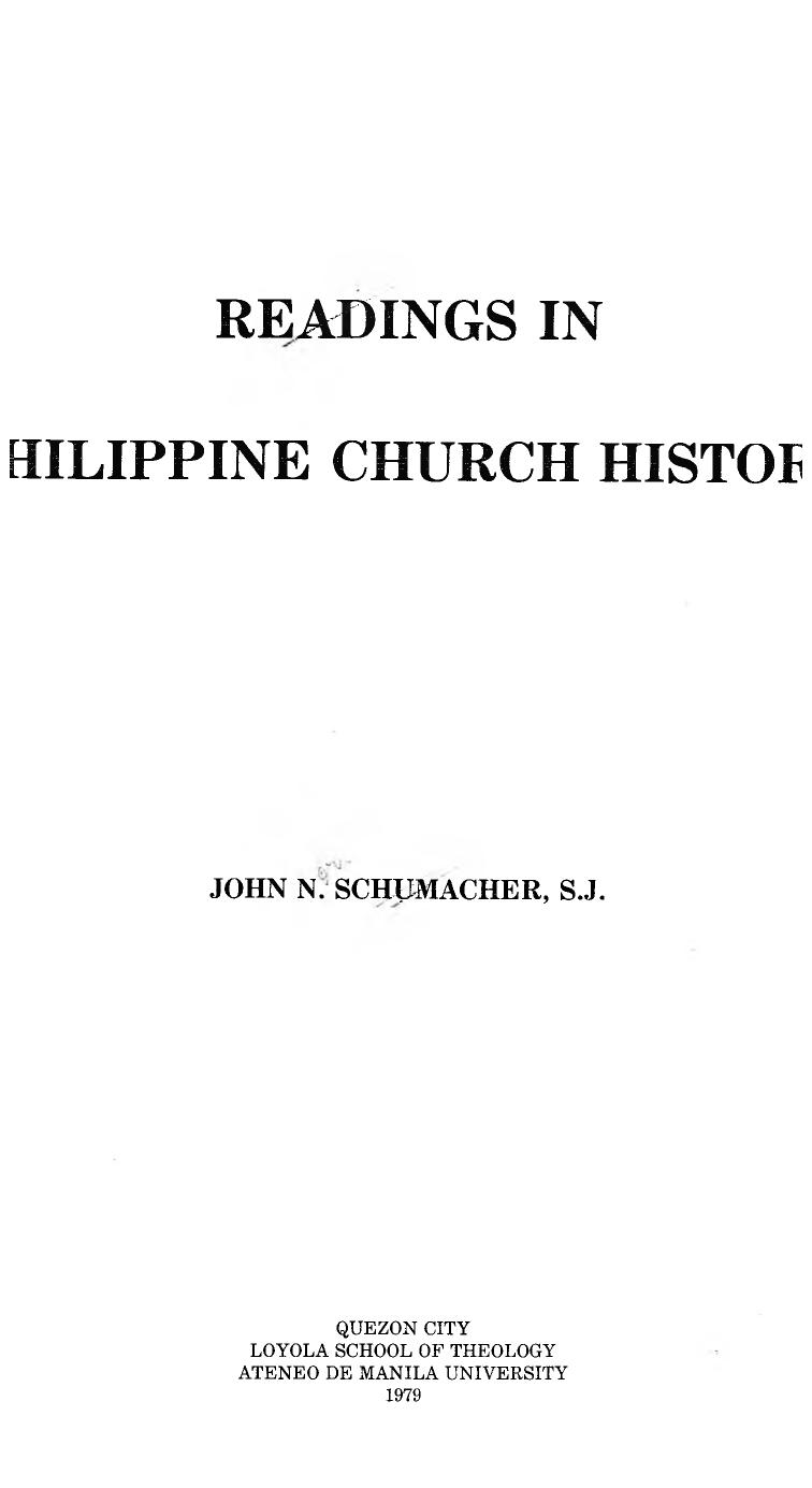 Readings in Philippine Church History by John N. Schumacher SJ