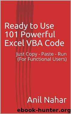 Ready to Use 101 Powerful Excel VBA Code: Just Copy - Paste - Run (For Functional Users) by Anil Nahar