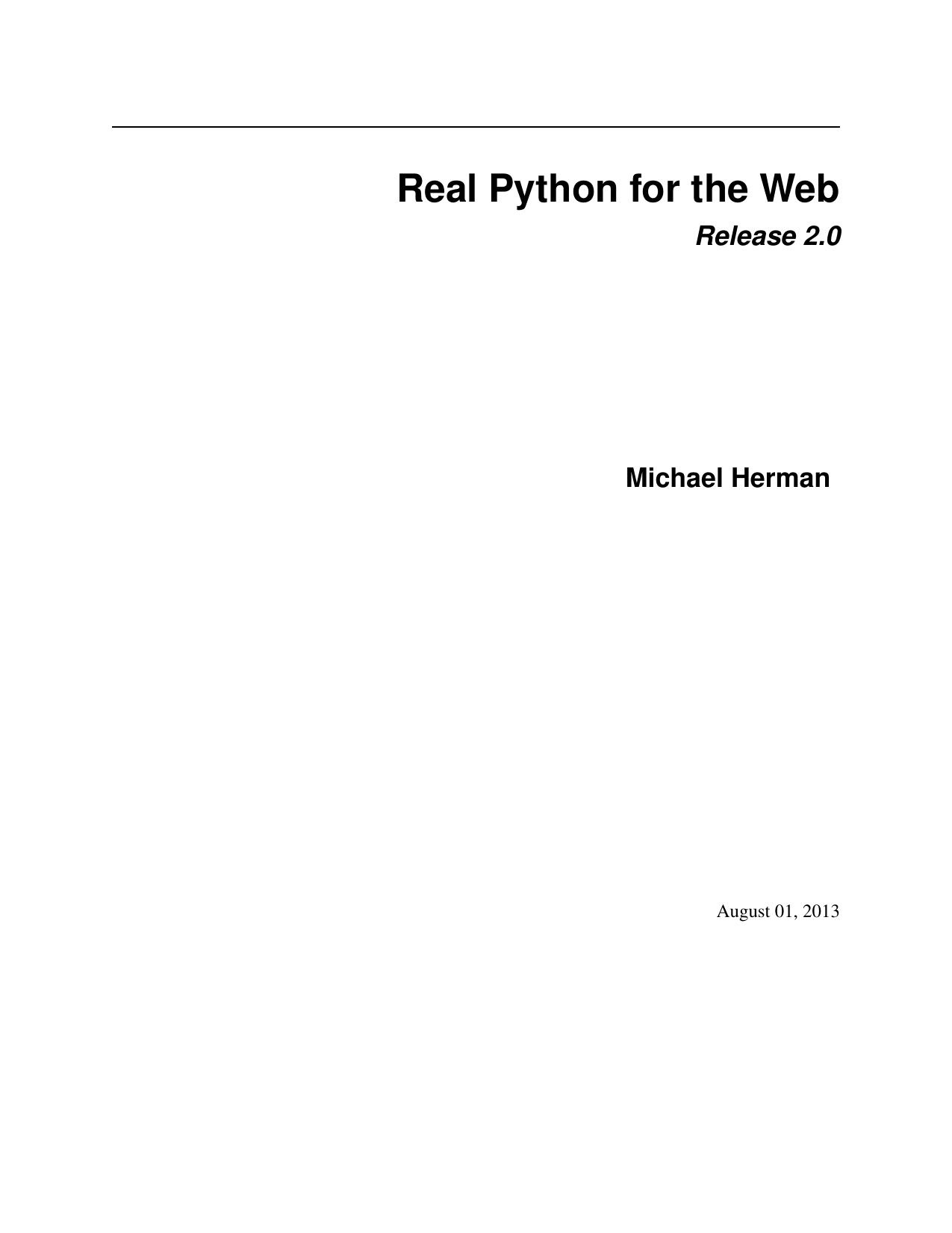 Real Python for the Web by Herman Michael