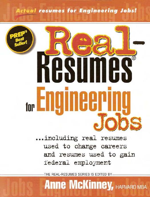 Real Resumes for Engineering Jobs (Real-Resumes Series)(Repost) by Anne McKinney