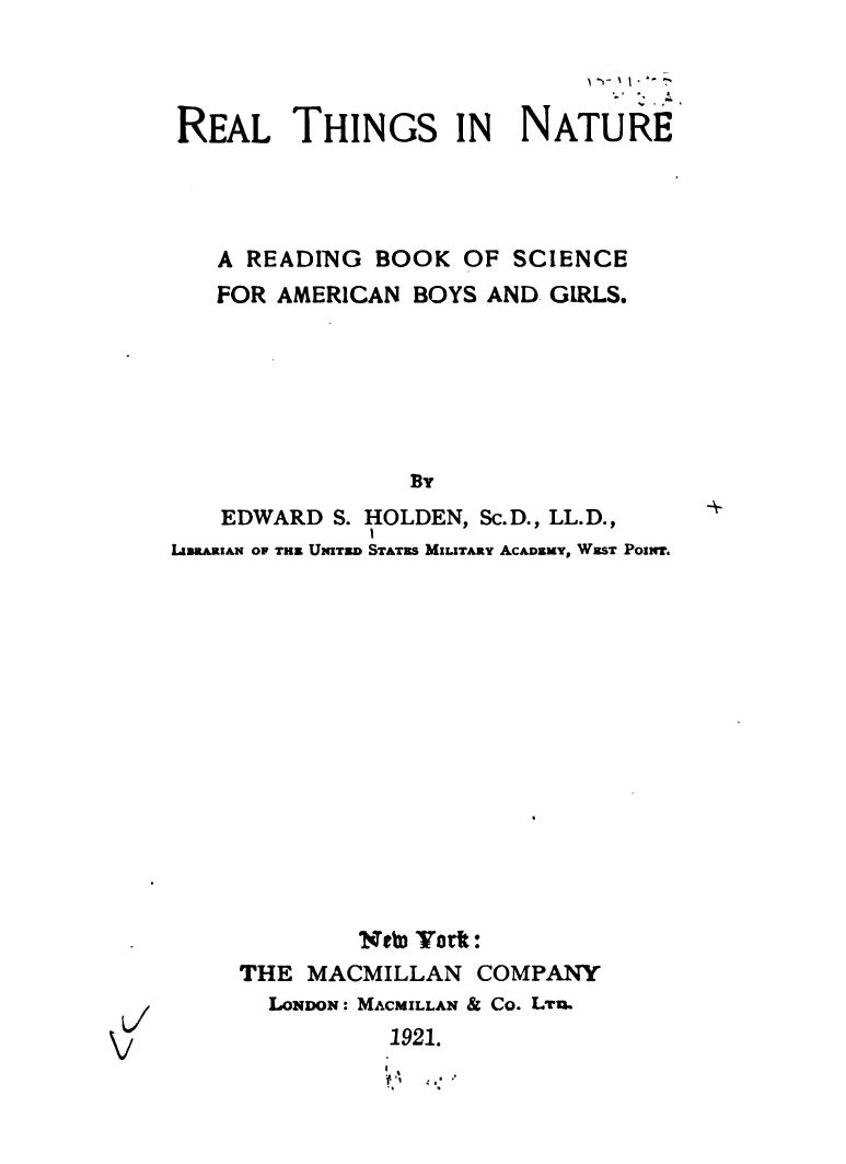 Real Things in Nature by Edward Singleton Holden