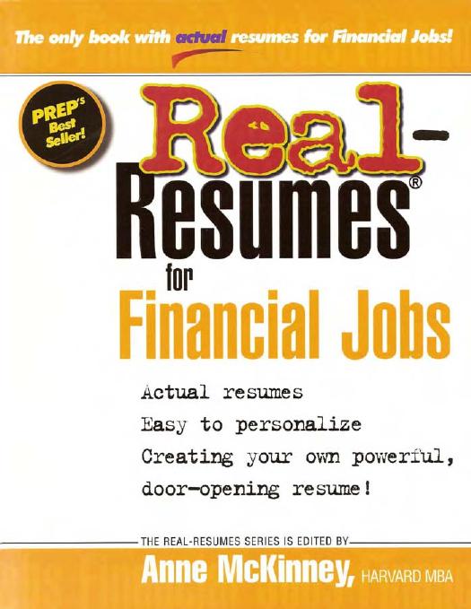 Real-Resumes for Financial Jobs by Anne McKinney
