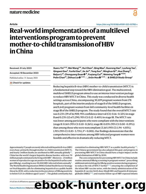 Real-world implementation of a multilevel interventions program to prevent mother-to-child transmission of HBV in China by unknow