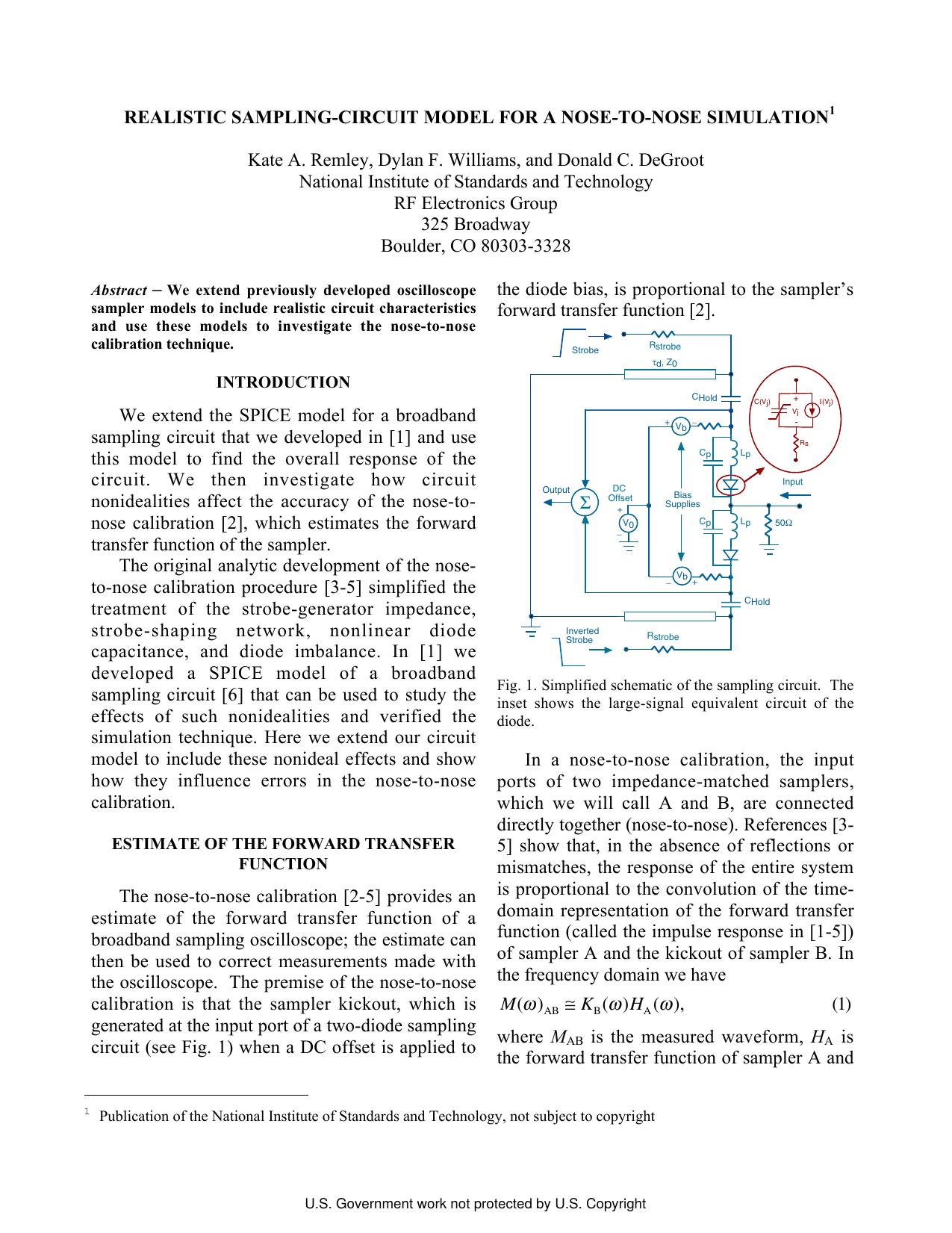Realistic Sampling-Circuit Model for a Nose-to-Nose Simulation by K. A. Remley D. F. Williams & D. C. DeGroot