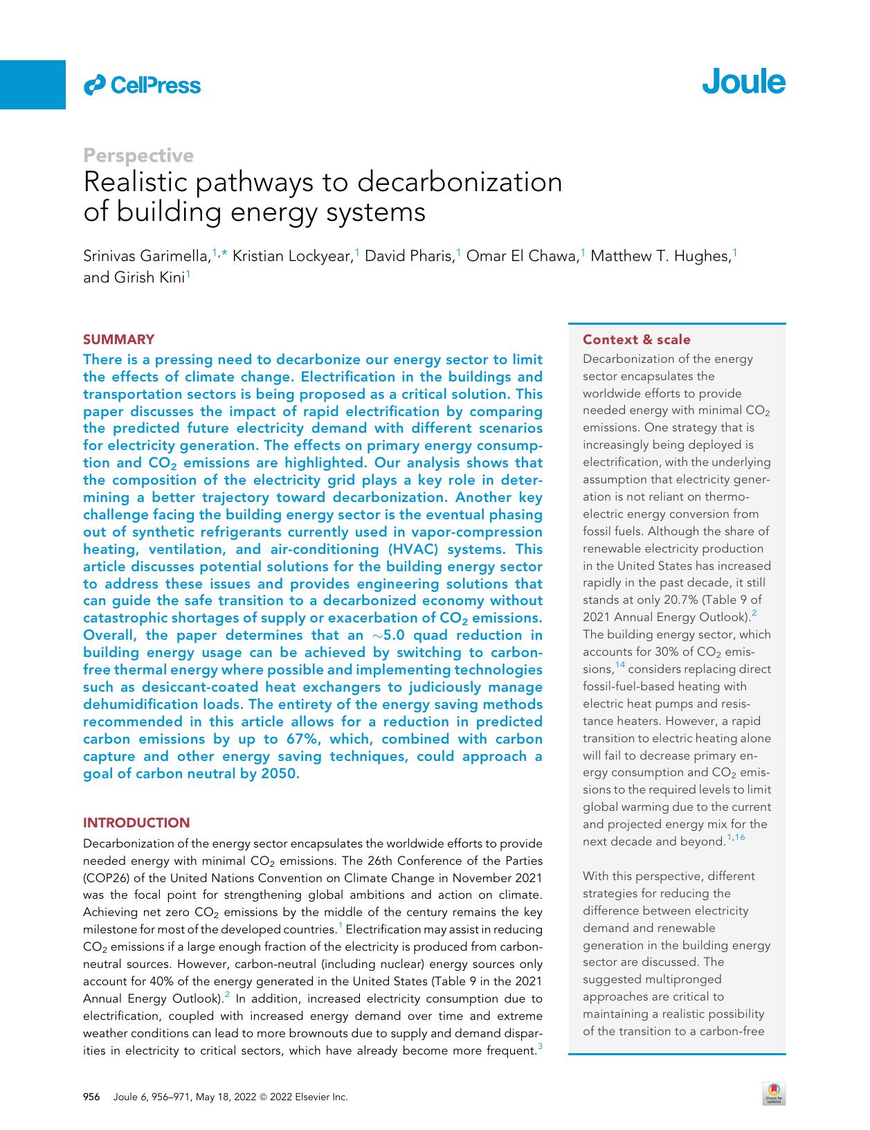 Realistic pathways to decarbonization of building energy systems by unknow