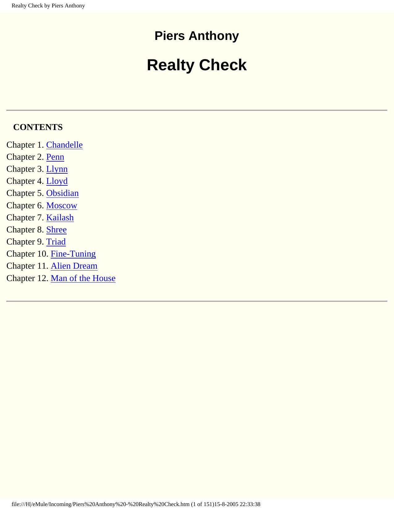 Realty Check by Piers Anthony by Unknown