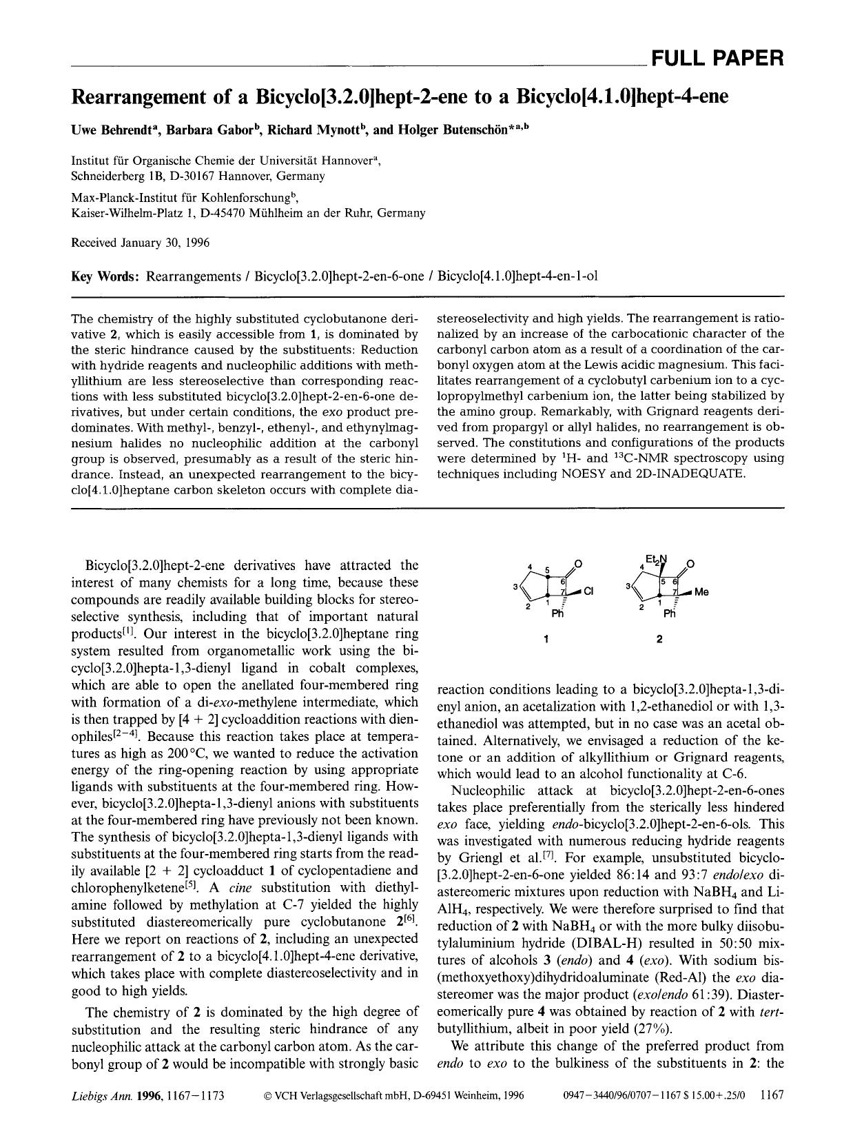 Rearrangement of a Bicyclo[3.2.0]hept-2-ene to a Bicyclo[4.1.0]hept-4-ene by Unknown