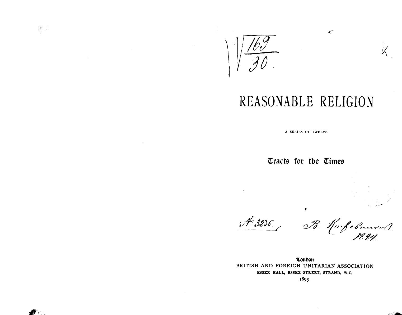 Reasonable religion by 1893