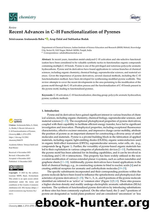 Recent Advances in CâH Functionalization of Pyrenes by Srinivasarao Arulananda Babu Arup Dalal & Subhankar Bodak