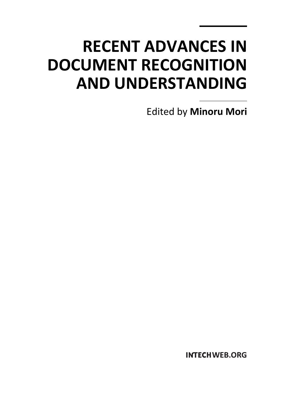 Recent Advances in Document Recognition and Understanding by M. Mori