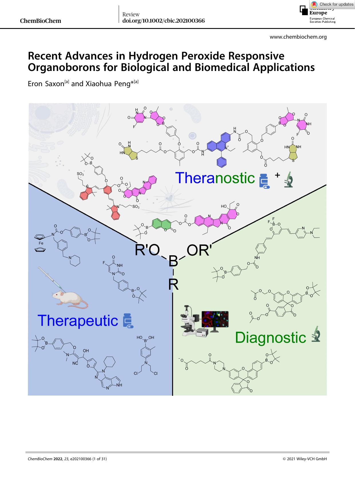 Recent Advances in Hydrogen Peroxide Responsive Organoborons for Biological and Biomedical Applications by Unknown