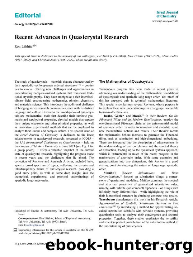 Recent Advances in Quasicrystal Research by Unknown