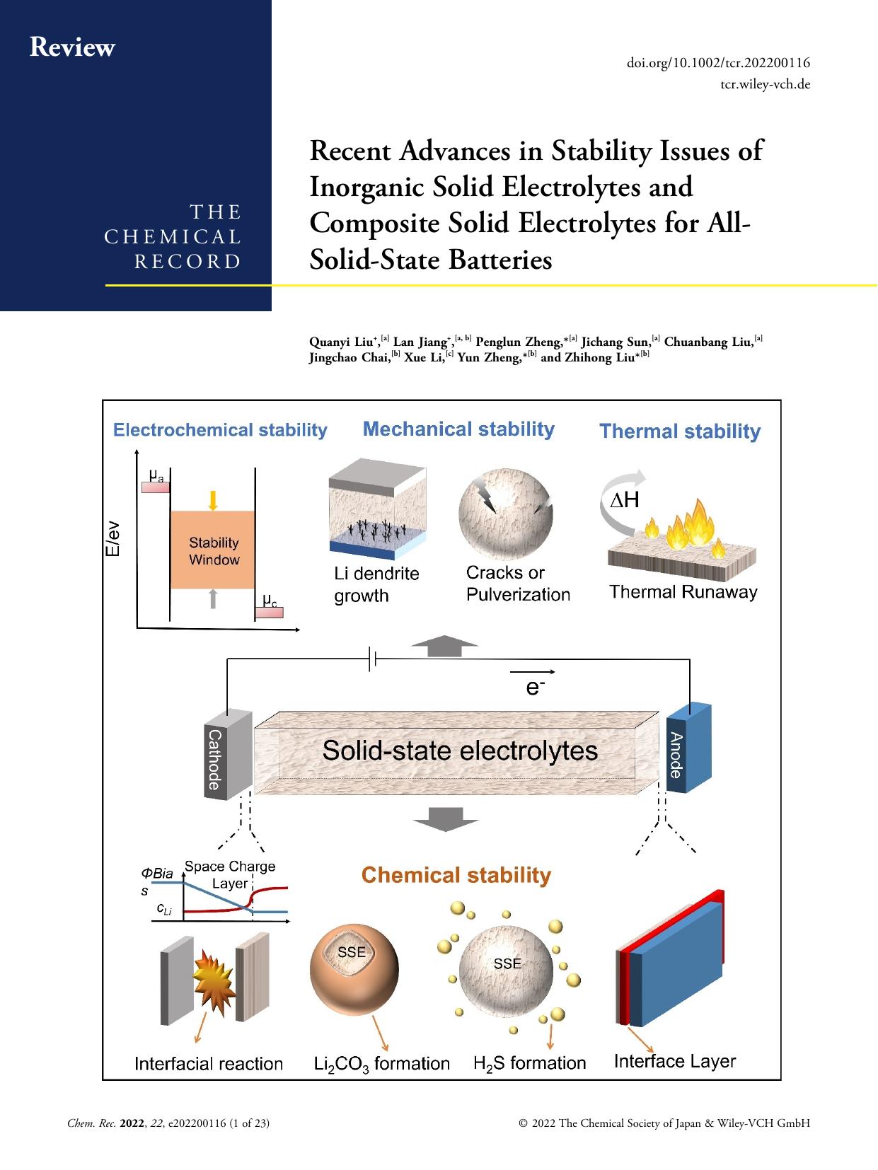 Recent Advances in Stability Issues of Inorganic Solid Electrolytes and Composite Solid Electrolytes for AllâSolidâState Batteries by Unknown