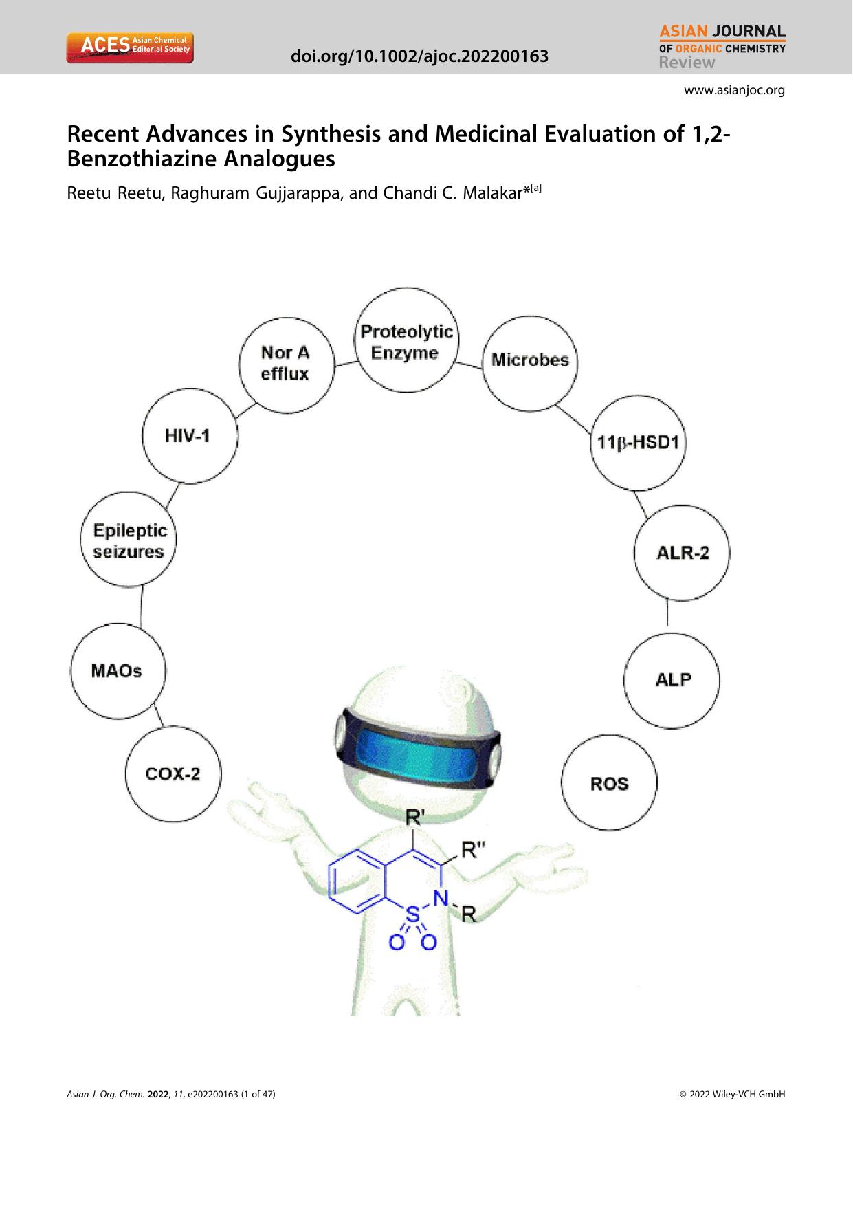 Recent Advances in Synthesis and Medicinal Evaluation of 1,2âBenzothiazine Analogues by Unknown