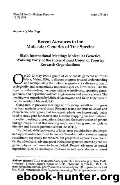 Recent Advances in the Molecular Genetics of Tree Species by Unknown