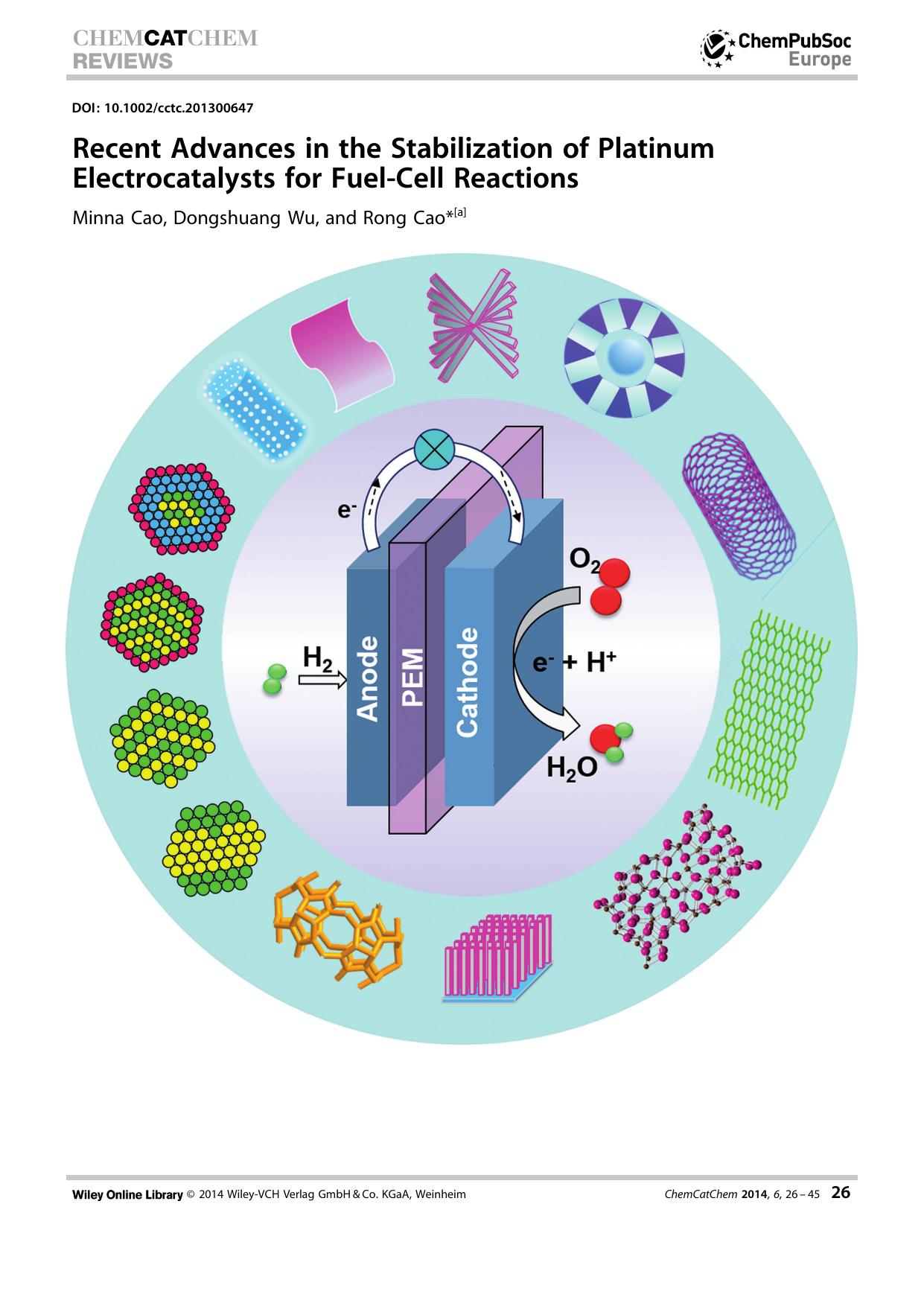 Recent Advances in the Stabilization of Platinum Electrocatalysts for FuelCell Reactions by Unknown