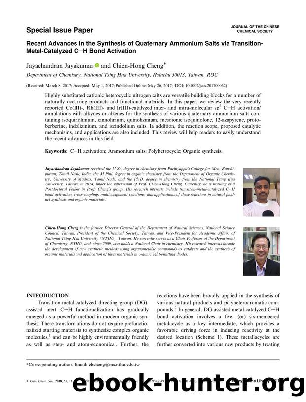 Recent Advances in the Synthesis of Quaternary Ammonium Salts via Transition Metal Catalyzed C-H Bond Activation: C-H Bond Activation by Unknown