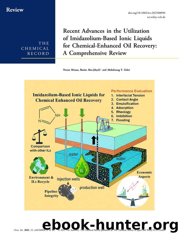 Recent Advances in the Utilization of ImidazoliumâBased Ionic Liquids for ChemicalâEnhanced Oil Recovery: A Comprehensive Review by Noran Mousa & Basim Abu‐Jdayil & Abdulrazag Y. Zekri