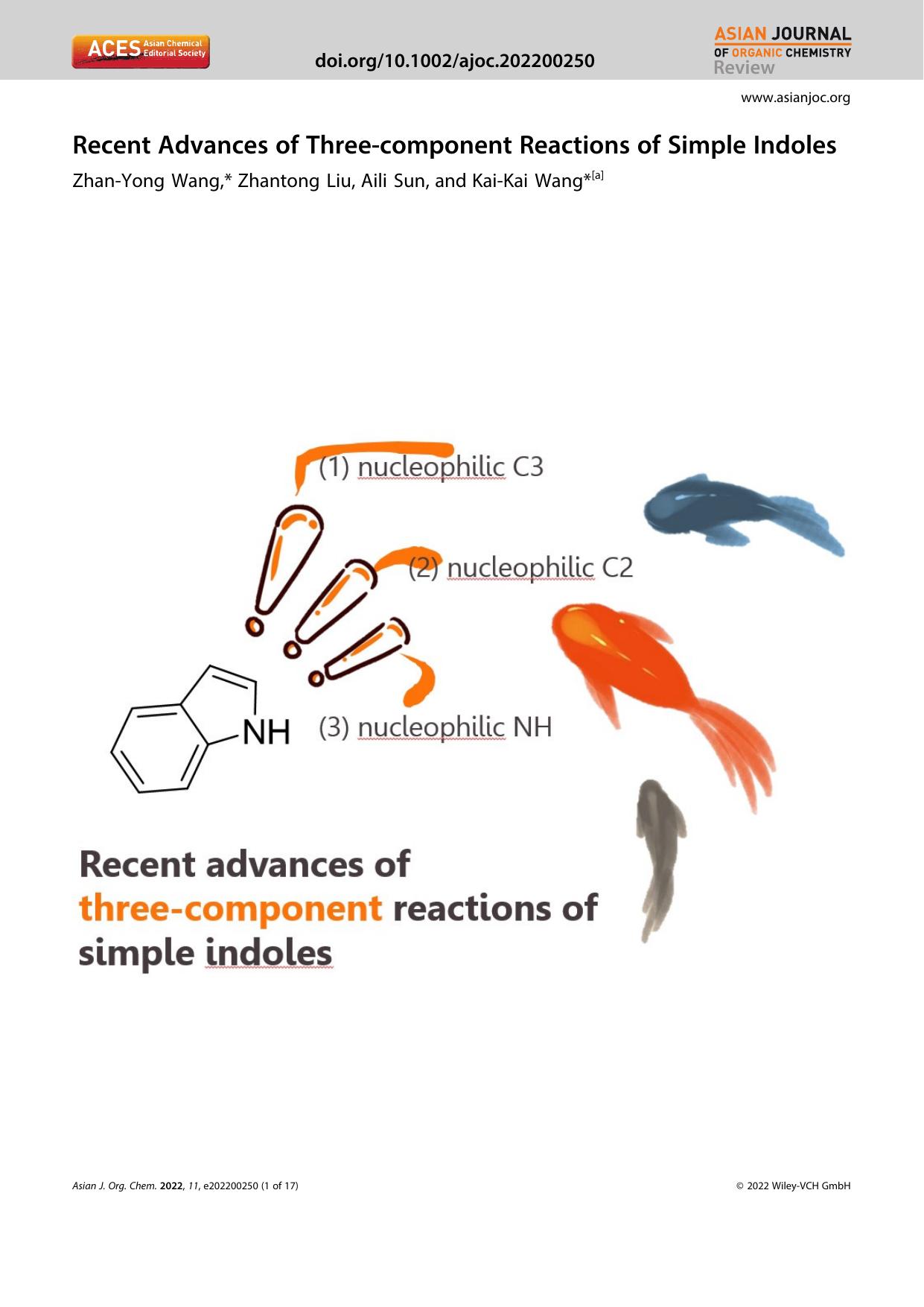 Recent Advances of Threeâcomponent Reactions of Simple Indoles by Unknown