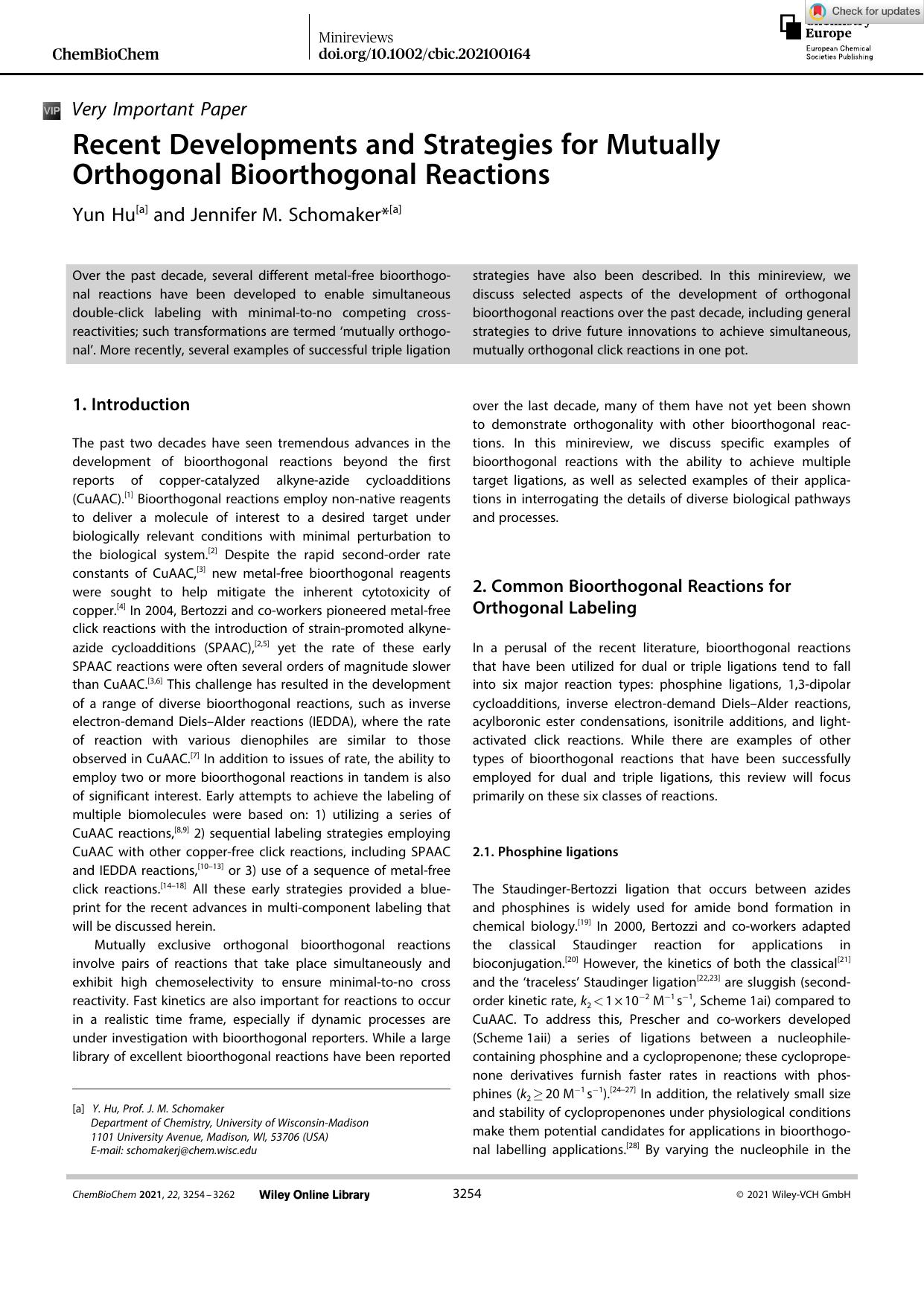 Recent Developments and Strategies for Mutually Orthogonal Bioorthogonal Reactions by Unknown