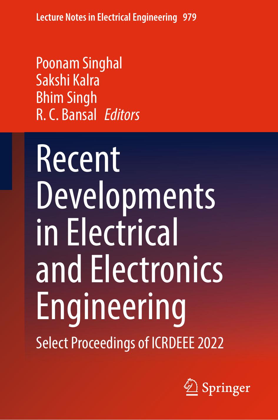 Recent Developments in Electrical and Electronics Engineering: Select Proceedings of ICRDEEE 2022 by Poonam Singhal Sakshi Kalra Bhim Singh R. C. Bansal