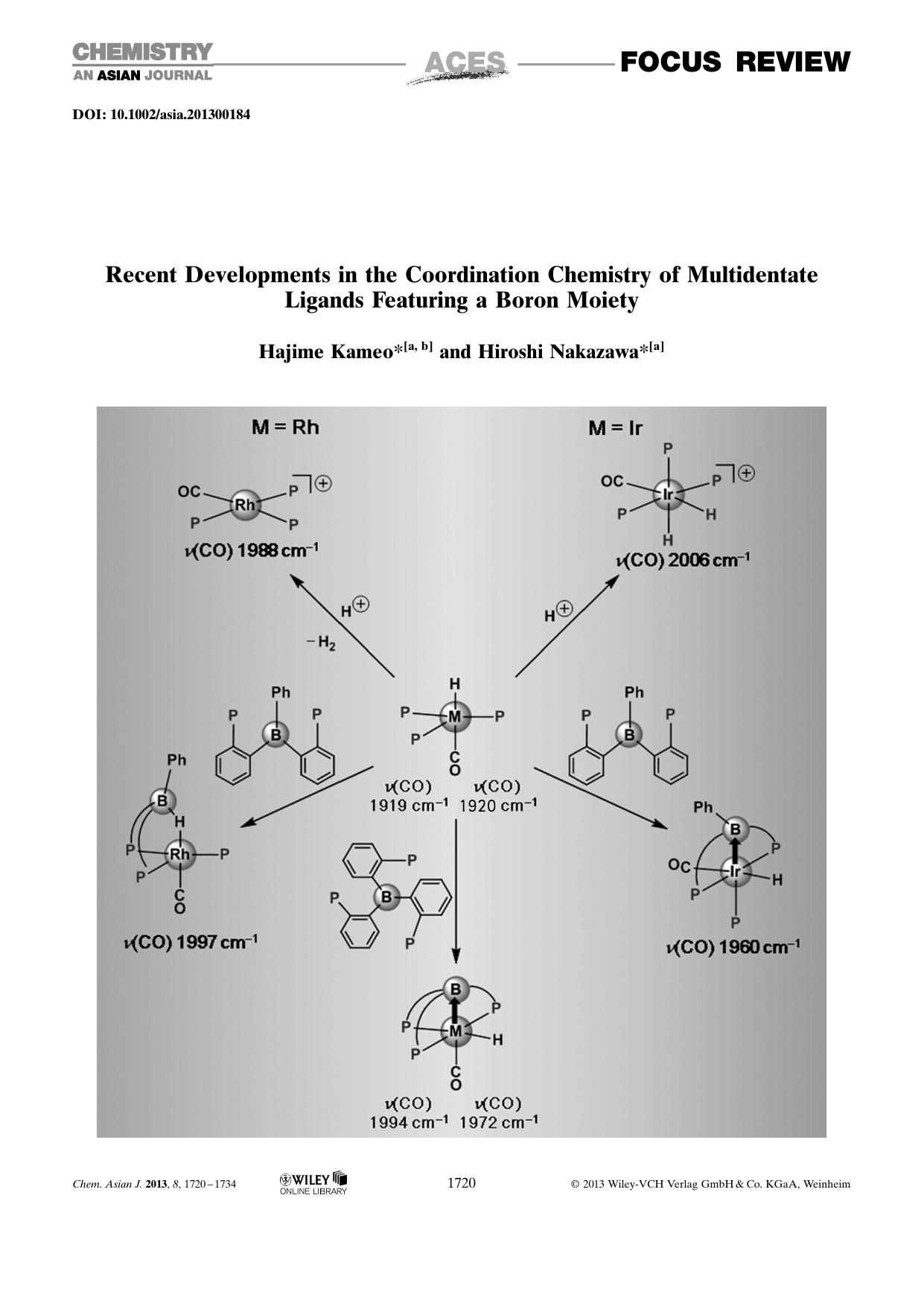 Recent Developments in the Coordination Chemistry of Multidentate Ligands Featuring a Boron Moiety by Unknown