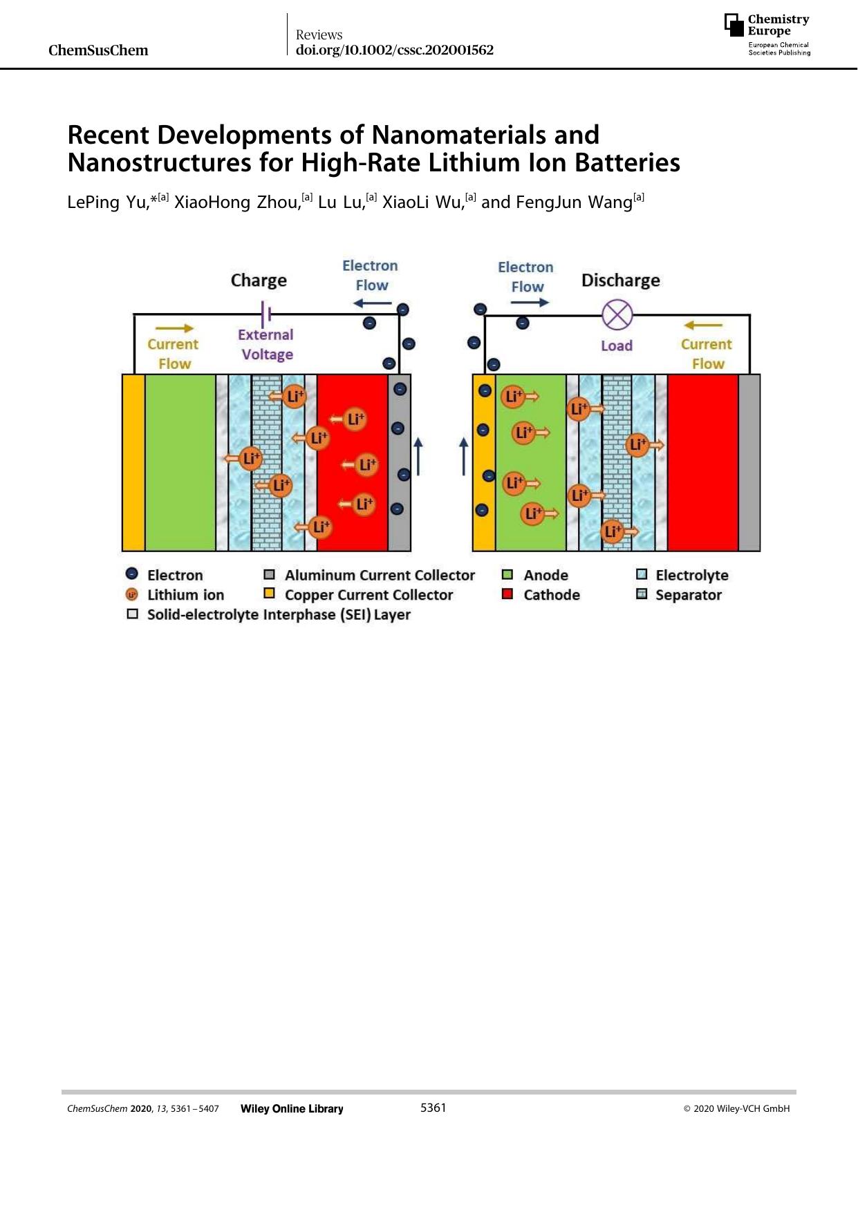 Recent Developments of Nanomaterials and Nanostructures for HighâRate Lithium Ion Batteries by Unknown