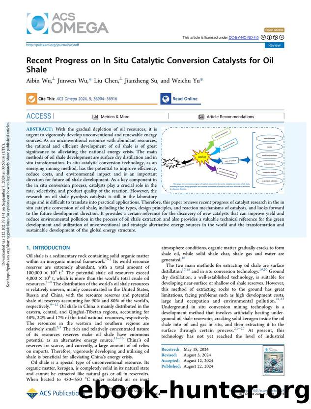 Recent Progress on In Situ Catalytic Conversion Catalysts for Oil Shale by Aibin Wu Junwen Wu Liu Chen Jianzheng Su & Weichu Yu