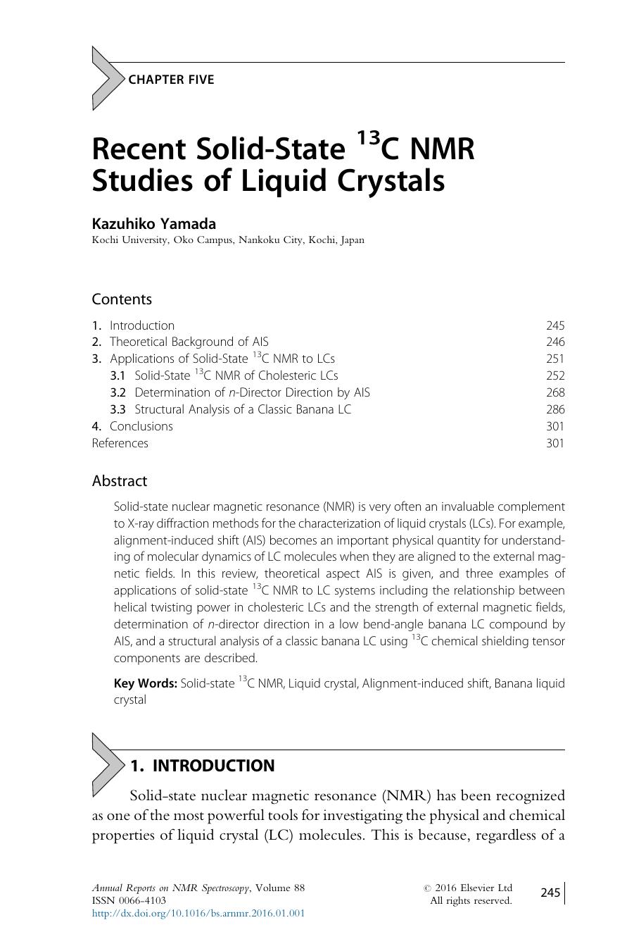 Recent Solid-State 13C NMR Studies of Liquid Crystals by Kazuhiko Yamada