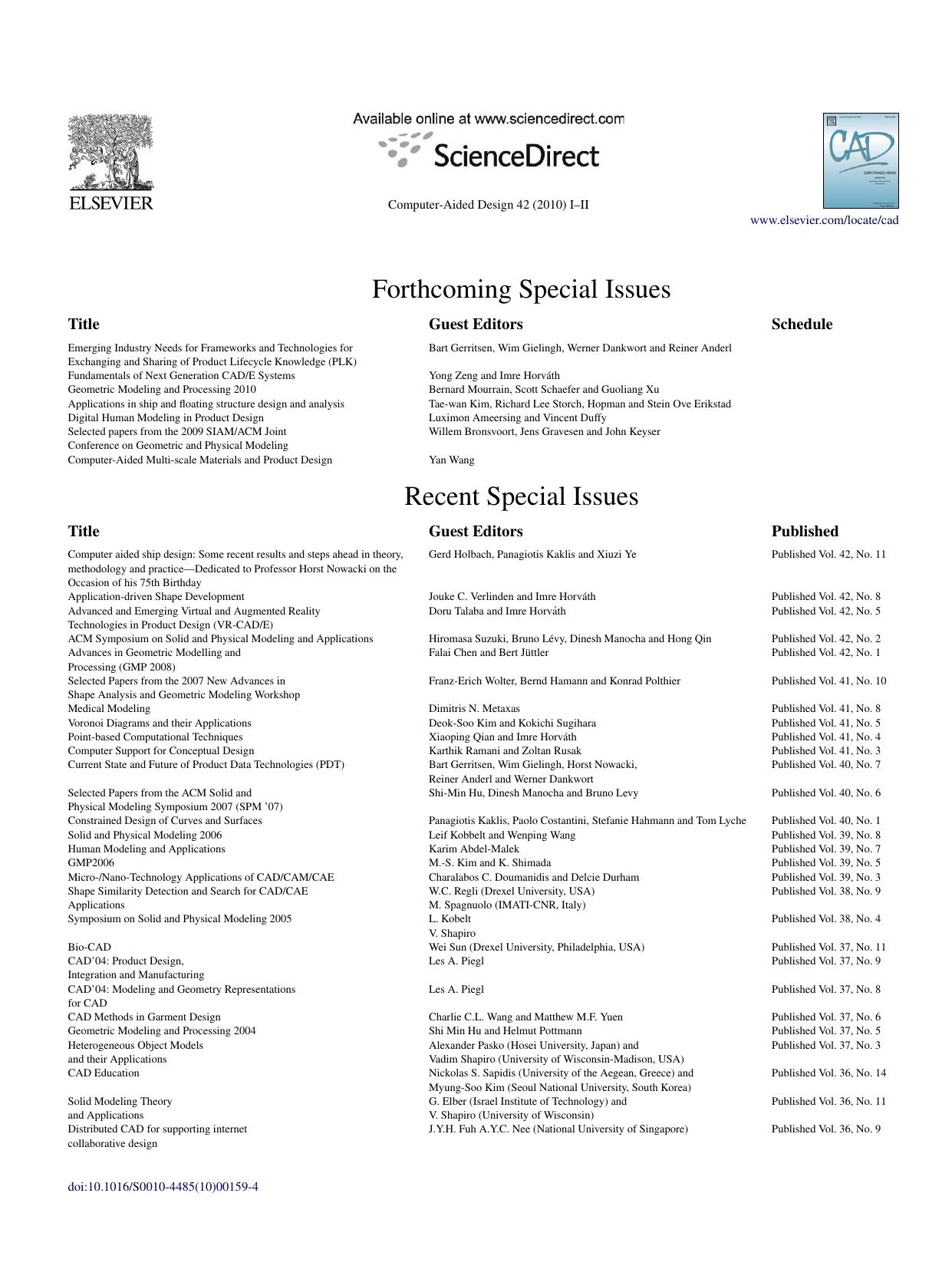 Recent Special Issues by Unknown