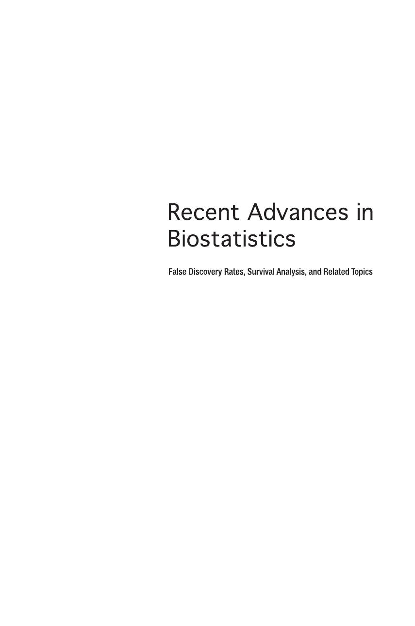 Recent advances in biostatistics : false discovery rates, survival analysis, and related topics by M C Bhattacharjee; Sunil K Dhar; Sundarraman Subramanian (eds.)