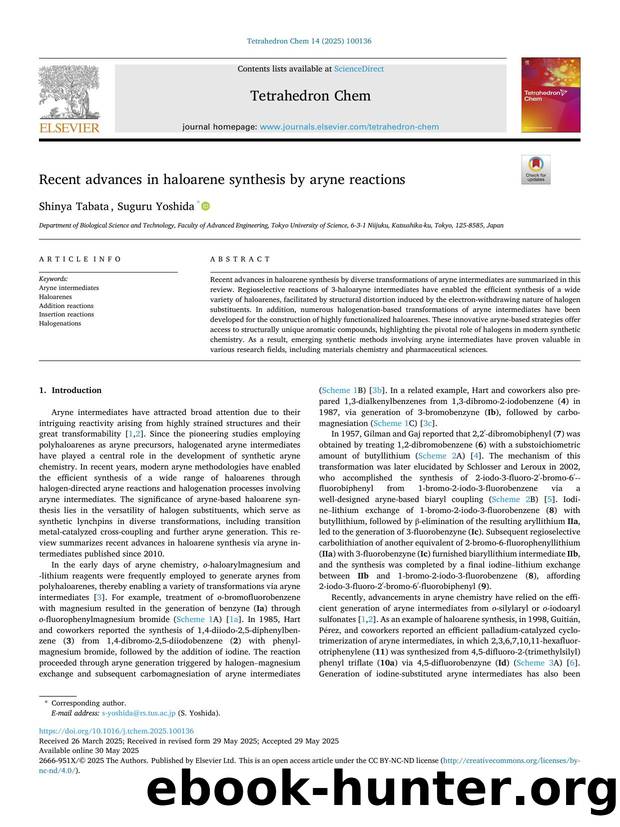 Recent advances in haloarene synthesis by aryne reactions by Shinya Tabata & Suguru Yoshida