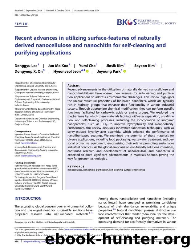 Recent advances in utilizing surfaceâfeatures of naturallyâderived nanocellulose and nanochitin for selfâcleaning and purifying applications by Unknown