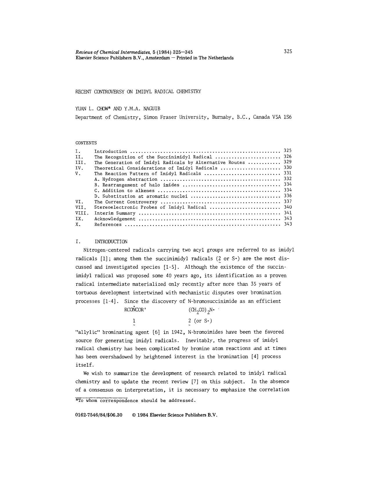 Recent controversy on imidyl radical chemistry by Unknown