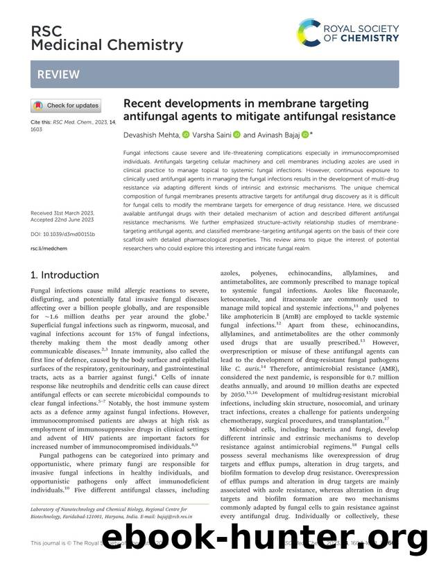 Recent developments in membrane targeting antifungal agents to mitigate antifungal resistance by Devashish Mehta & Varsha Saini & Avinash Bajaj