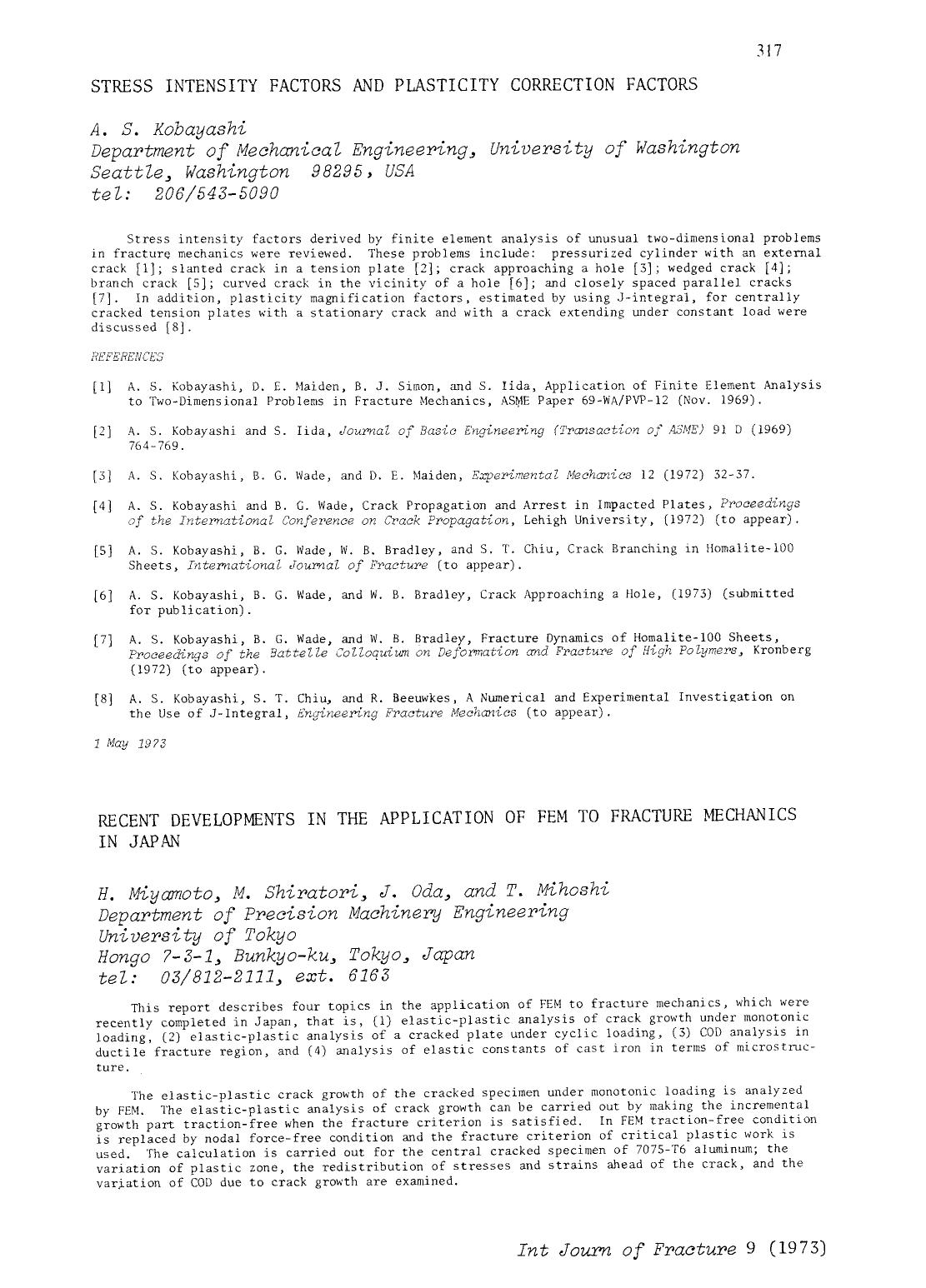 Recent developments in the application of FEM to fracture mechanics in Japan by Unknown