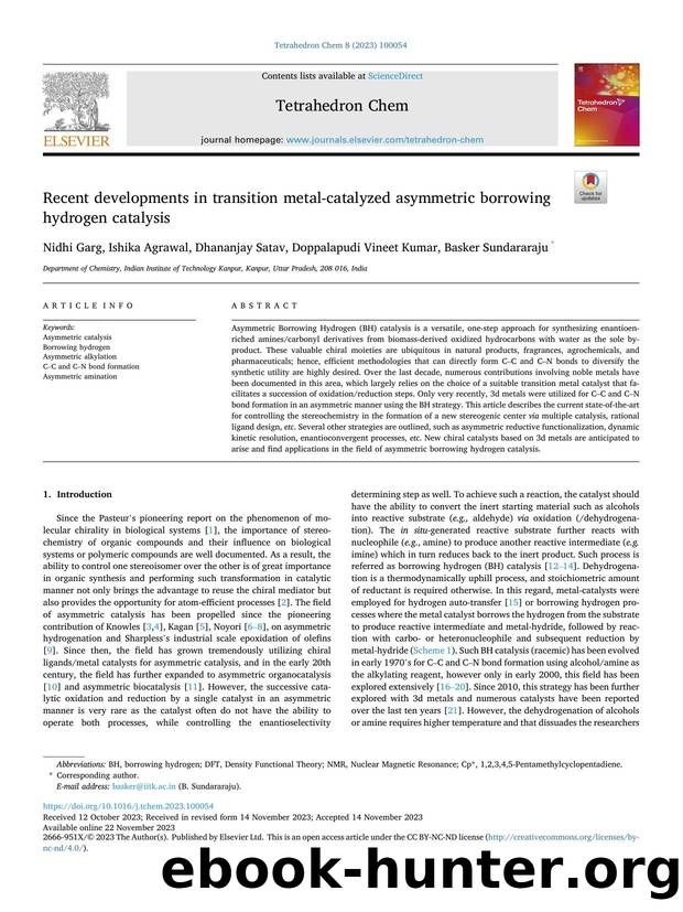 Recent developments in transition metal-catalyzed asymmetric borrowing hydrogen catalysis by Nidhi Garg & Ishika Agrawal & Dhananjay Satav & Doppalapudi Vineet Kumar & Basker Sundararaju