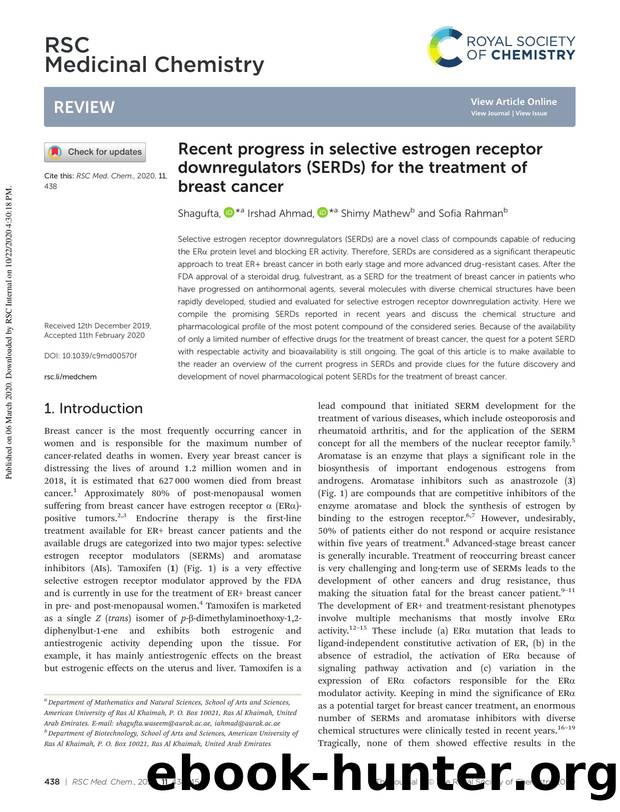 Recent progress in selective estrogen receptor downregulators (SERDs) for the treatment of breast cancer by Shagufta & Irshad Ahmad & Shimy Mathew & Sofia Rahman