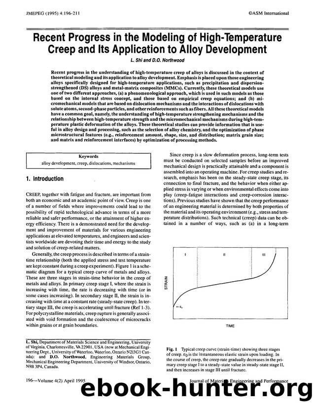 Recent progress in the modeling of high-temperature creep and its application to alloy development by Unknown