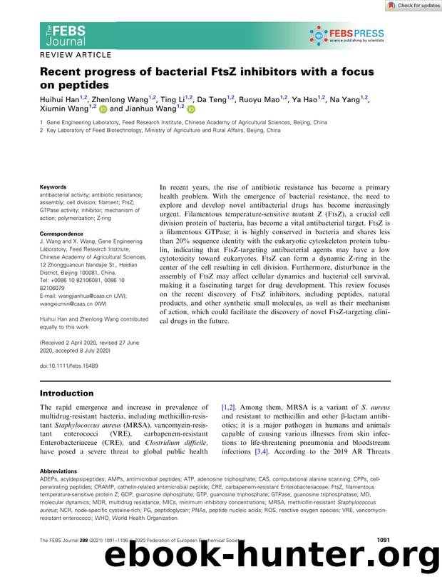 Recent progress of bacterial FtsZ inhibitors with a focus on peptides by Unknown