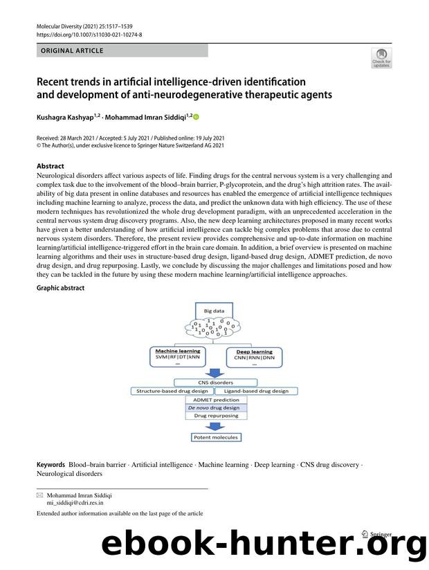 Recent trends in artificial intelligence-driven identification and development of anti-neurodegenerative therapeutic agents by Kushagra Kashyap & Mohammad Imran Siddiqi